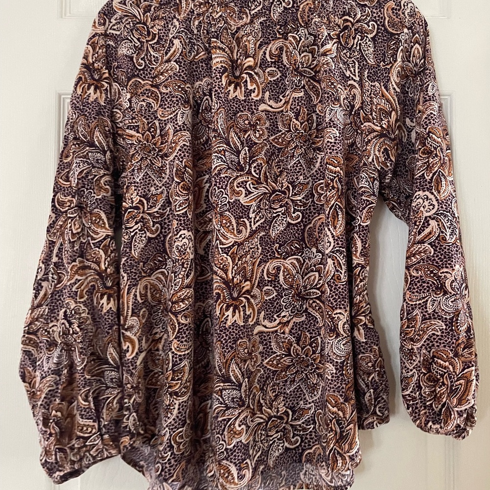 LOFT Brown Paisley Floral Peasant Blouse - Picture 4 of 4